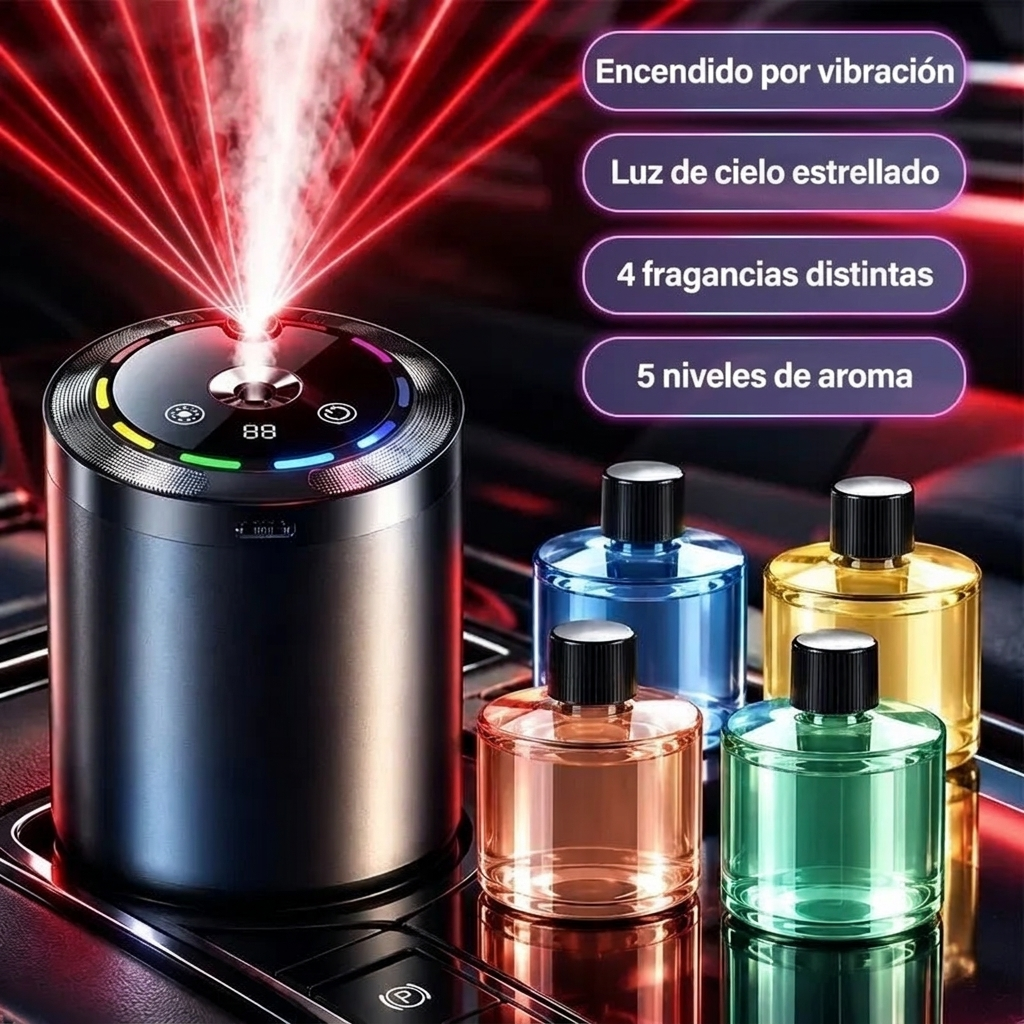 LuzAroma: encendido por vibración, luz de cielo estrellado, 4 fragancias y 5 niveles de aroma